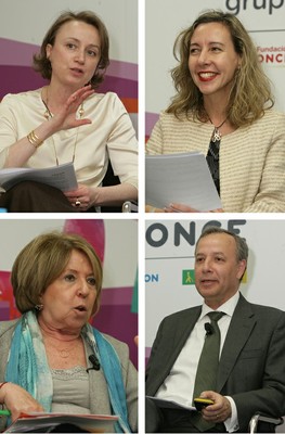 Ponentes en la mesa de Madrid: de arriba a abajo y de izquierda a derecha, Concha Gómez de Liano, Patricia Sanz, Alicia Gómez y Carlos Morán 