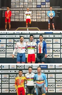 De arriba a abajo: podiums de Ricardo Ten (Oro), Alfonso Cabello (Oro) y Eduardo Santas (Plata)