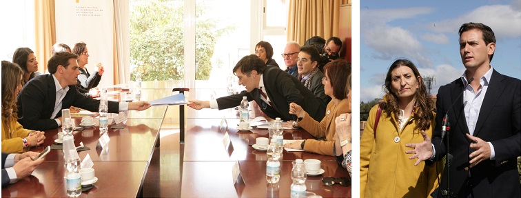 Dos momentos de la reunión del CERMI con Rivera en la FOPG