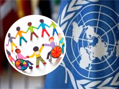 Collage de imágenes alusivas a la educación inclusiva y la Convención de la ONU