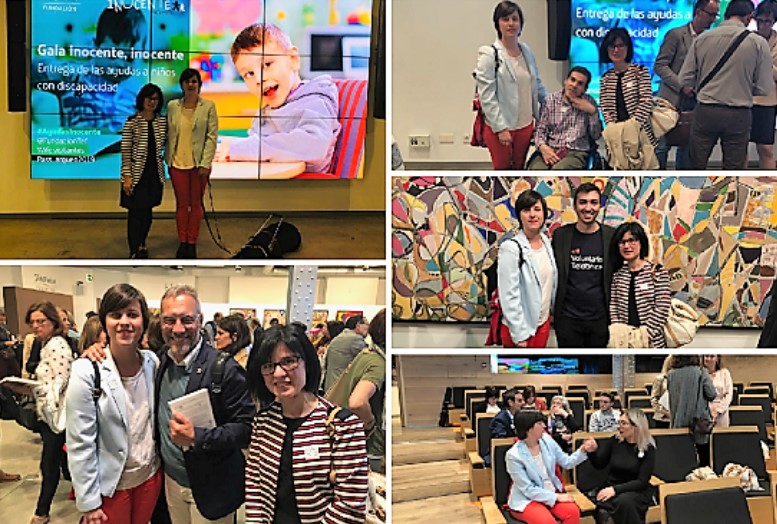 Collage fotográfico con varios momentos de participación de Esther Requena y Raquel Alba en el acto de entrega de premios