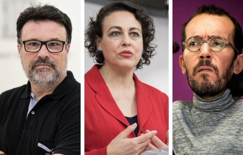 De izquierda a derecha, Joan Josep Nuet, Magdalena Valerio y Pablo Echenique