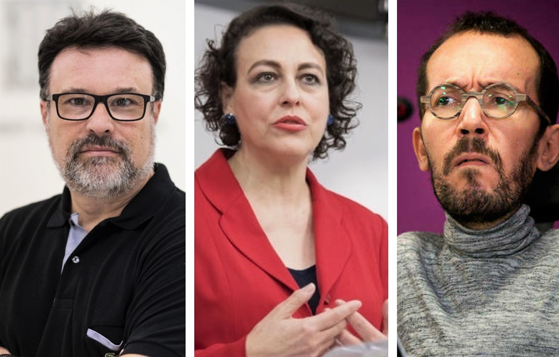 De izquierda a derecha, Joan Josep Nuet, Magdalena Valerio y Pablo Echenique