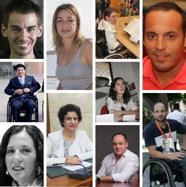 Collage con los rostros de algunos de los nuevos concejales con discapacidad