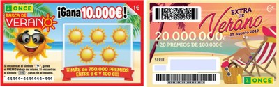 Reproducción del Rasca de Verano (a la izquierda) y de un cupón del Extra de Verano