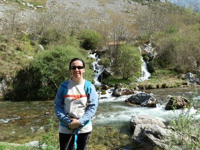 Valentina Fernández Osorio en una parada de la Ruta del Cares