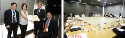 A la izquierda, Mohedano entrega a Oñoro y Clopatofsky el galardón de la OISS y, a la derecha, imagen de la reunión del Patronato A la izquierda, Mohedano entrega a Oñoro y Clopatofsky el galardón de la OISS y, a la derecha, imagen de la reunión del Patronato