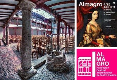 Collage de imágenes con el Corral de Comedias a la izquierda, y el cartel y logo oficiales del Festival 