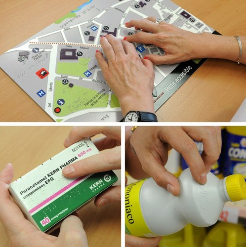 Distintos productos con etiquetado en braille