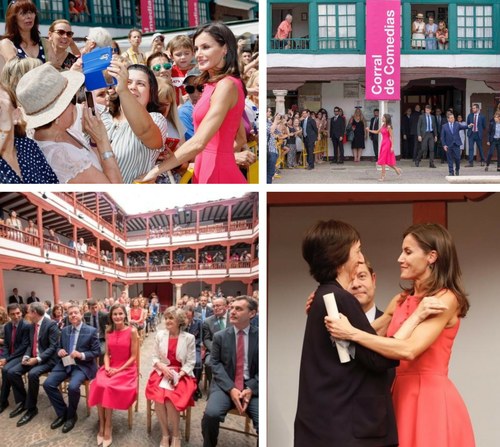 Distintos momentos del acto presidido por la reina. Abajo, a la derecha, con la presidenta de la CNSE y de la Fundación Cermi Mujeres, Concha Díaz