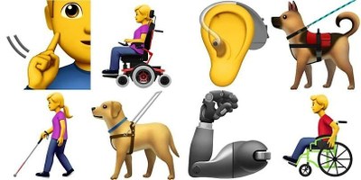 Algunos de los prototipos de emoticones relativos a la discapacidad con los que está trabajando Apple