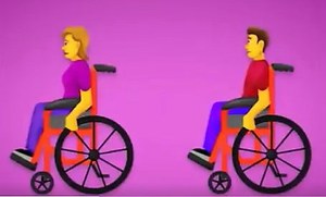 Emoticones de una mujer y un hombre en silla de ruedas
