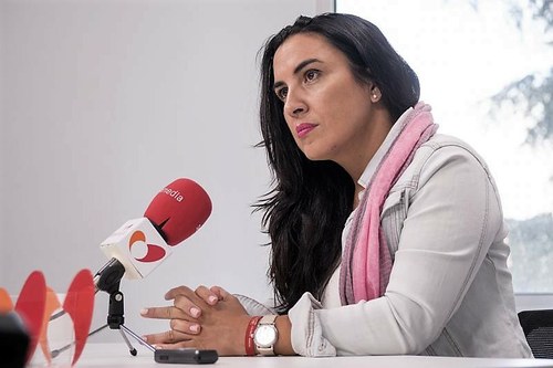 La eurodiputada socialista durante su entrevista en la agencia Servimedia