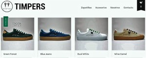 Reproducción parcial de la página web de Timpers, con los cuatro nuevos modelos de zapatillas