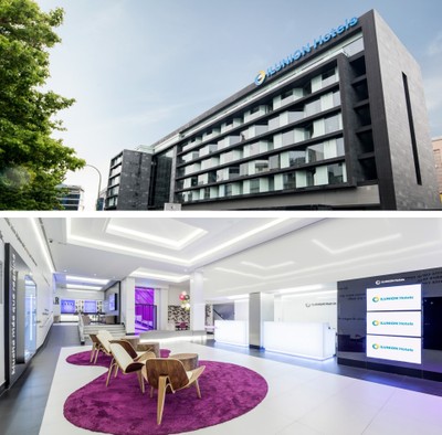 Arriba, Ilunion Atrium. Abajo, Ilunion Suites Madrid
