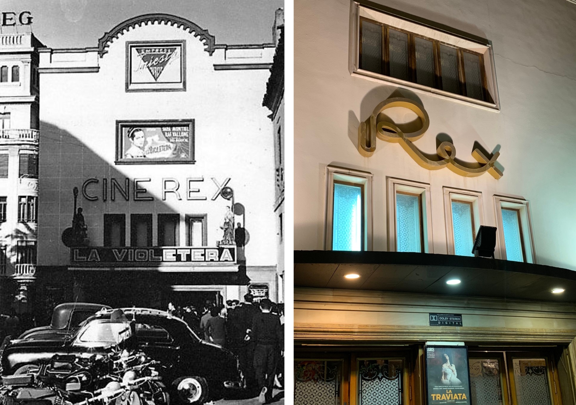 A la izquierda el cine en los años 50 y a la izquierda en la actualidad