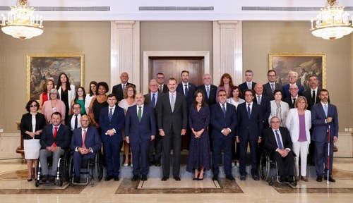 Foto de familia del Cermi junto a los reyes antes de comenzar la reunión (Foto Casa Real)