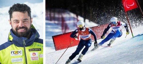 Miguel Galindo, a la izquierda. A la derecha, en competición delante de Santacana en Pyeongchang 2018