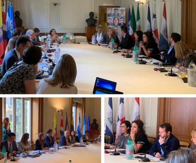 Distintos momentos de la reunión celebrada en Roma.