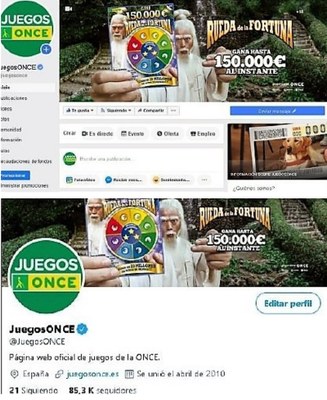 Collage de imágenes de juegos ONCE en redes sociales