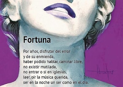 Cartel con el texto de Ida Vitale de los instalados en Metro de Madrid