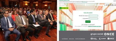 Público asistente al acto en el Instituto Cervantes e imagen de la ficha de inscripción en la web de Marrakech