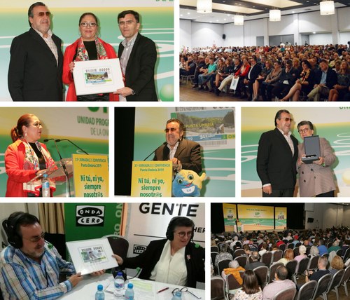 Collage con distintos momento de las convivencias, con la alcaldesa Aguero y la periodista Esther Eiros