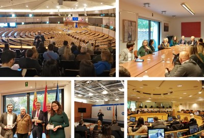 Collage del imágenes de los distintos encuentros y visita al Parlamento, a la Representación Permanente de España y al CESE Collage del imágenes de los distintos encuentros y visita al Parlamento, a la Representación Permanente de España y al CESE