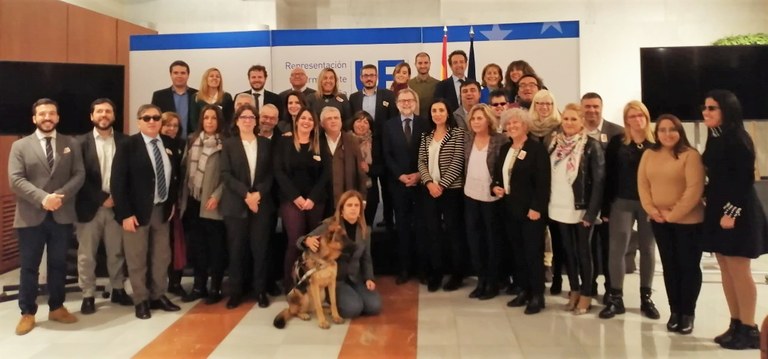 La delegación al completo en la sede de la Representación Permanente de España en Bruselas, con el embajador Aristegui en el centro de la imagen 
