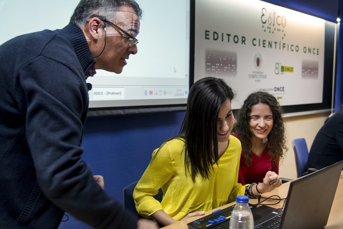 Matemáticas accesibles. Imagen de la presentación de EDICO, editor matemático creado por ONCE, el  CTI y l la UCM