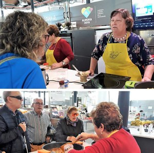 Montaje gráfico con dos de las cocineras, en plena faena