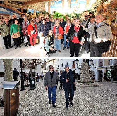 Excursión del grupo a la bella localidad de Guadalest: arriba visitando un belén monumental, abajo paseando por su calles empedradas