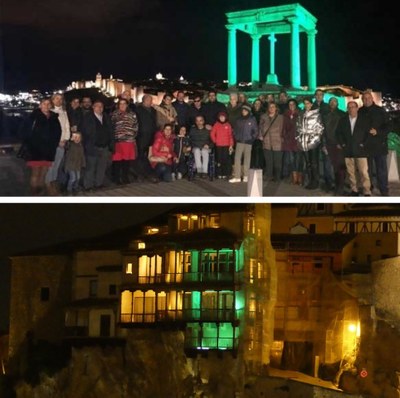 Las ciudades de Ávila (arriba) y Cuenca, engalanadas con los colores de la ONCE, la noche del 13 al 14 de diciembre
