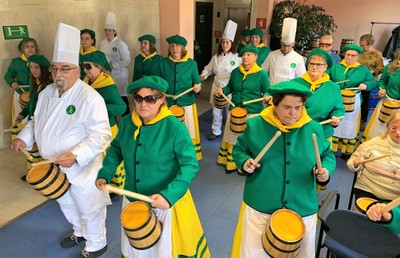 Nuestros compañeros, ensayando en la sede de la ONCE en San Sebastián