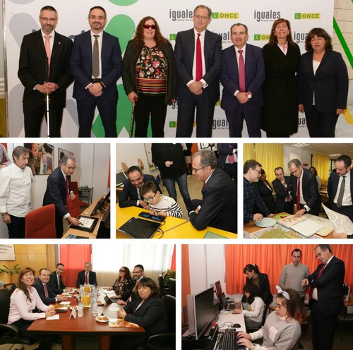 Distintos momentos de la visita al CRE madrileño de la delegación de la consejería de educación de la CAM.