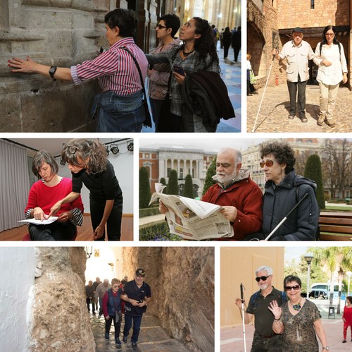 Collage con distintas imágenes de voluntarios y voluntarias prestando distintos servicios a personas afiliadas