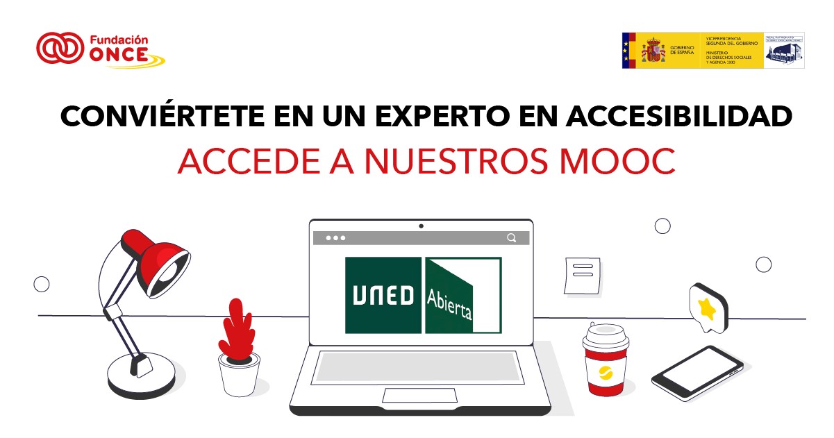 Cartela alusiva a los cursos de Fundación ONCE a través de UNED abierta