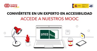 Cartela alusiva a los cursos de Fundación ONCE a través de UNED abierta