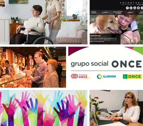 Collage de imágenes referidas al voluntariado en el Grupo Social ONCE