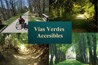 Composición de cuatro imágenes de Vías Verdes accesibles