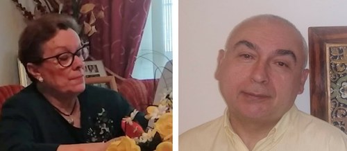 Ángela Luque, una de las abuelas narradoras de cuentos, y el maestro Antonio Maestre