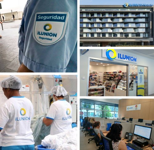 Collage de imágenes de los distintos sectores empresariales de Ilunion