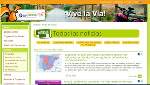 Imagen de la web de Vías Verdes anunciando la vuelta parcial a la actividad