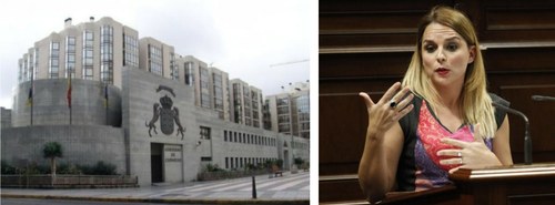 La sede del Gobierno canario y, a la derecha, la consejera Noemí Santana