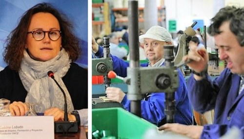 Sabina Lobato (a la izquierda) e imagen de un Centro Especial de Empleo