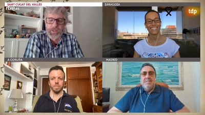 De arriba a abajo, y de izauierda a derecha, Amat Carceller, Teresa Perales, Alberto Seoane y Miguel Carballeda, en el programa