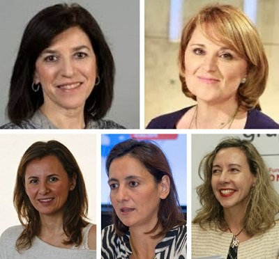 De arriba a abajo y de izquierda a derecha: Izaskun Bilbao, Rosa Estarás, Melisa Tuya, María Andrés y Patricia Sanz