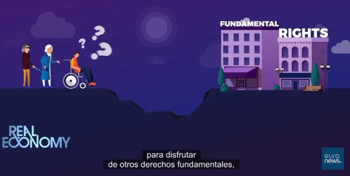 Infografía de 'Euronews' expresando como la falta de accesibilidad imposibilita el derecho al disfrute de numerosos derechos ciudadanos