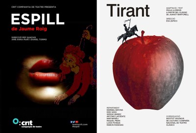 Carteles promocionales de las obras 'Estill' (a la izquierda) y 'Tirant'