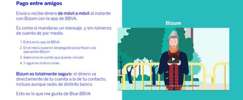 Diapositiva explicativa de la app Bizum del BBVA
